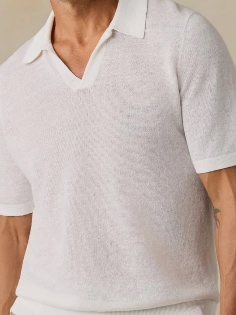 Faherty Short Sleeve Linen Polo White Medium NWT